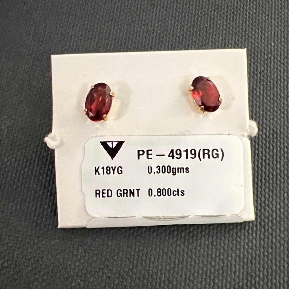Red Garnet 18K Stud Earrings